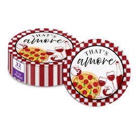 Birthday Galore That's Amore Bridal Shower - 32 Piece Disposable Party Supplies - Pizza Bridal Shower Decorations - Round Party Plates - Large 9" Paper Plates In Bulk