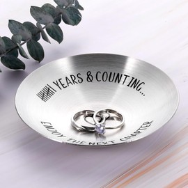 11th Anniversary Steel Gifts for Her Him, 11 Year Anniversary Engraved Ring Holder Jewelry Tray Key Tray Trinket Dish, 11th Wedding Anniversary Christmas Stocking Stuffers for Women Men Wife Husband