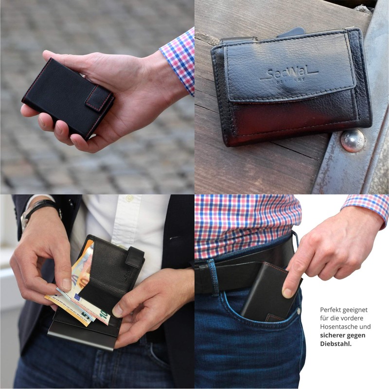 SecWal Zipped Coin Holder Kartenetui, black/red