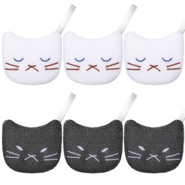 Honeydak 6 Pcs Cat Scrub Reusable Sponges Pet Hair Lifter Sponge Cat Dish Washing Scrubbers Black White for Scrubbing Cleaning Dishwashing Kitchen Scrubbers for Washing Kitchen Dishes Furniture