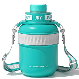 BOTTLE JOY Stainless-Steel Water Bottle: Leakproof Lid, Perfect Sip, Double Insulated, Eco-Friendly, Dishwasher Safe & Stylish Strap (Ocean, 32 oz)
