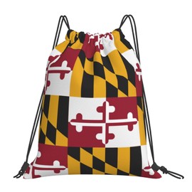 Richugui Drawstring Backpack Maryland State Flag Backpacks Swim Bag For Beach Drawstring Bags Drawstring Backpack Sports Gym Bag For Women Men