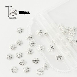 Snowflake Nail Parts, Set of 100, 3D 3D, Cute, Christmas, Nail Parts, Silver, Snowflakes, Metal Parts, Snowflakes, Nail Art, Jewelry Parts, Crafts, Decorative Parts