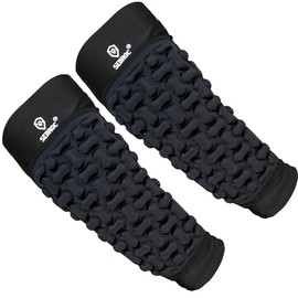 Sedroc Padded Arm Guards Forearm Protectors Ultra Thin Compression Sleeves with Pads (Black - Pair, Large)