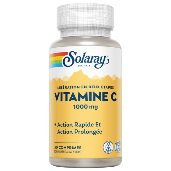 Solaray Vitamine C Libération en Deux Étapes 1000 mg en comprimés, 30 tablets