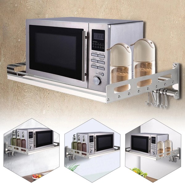 CNCEST Wall Mount Microwave Oven Shelf Kitchen Item Storage Bracket