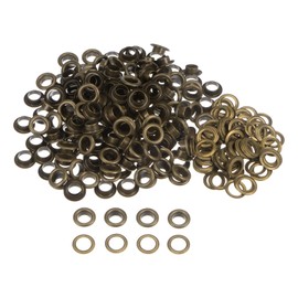sourcing map 300set Grommets Kit Metal Eyelets 8mm 3/10" Hole Tiny Grommet with Washers for Shoes Clothes Belt Tag Bag Fabric Leather DIY Project, Bronze