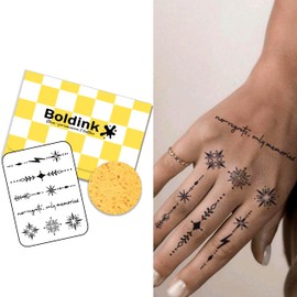 Boldink Temporary Tattoos, semi permanent tattoos, 15-day long lasting tattoo sticker, waterproof and anti-reflective, unique design(Finger Tattoo 29)