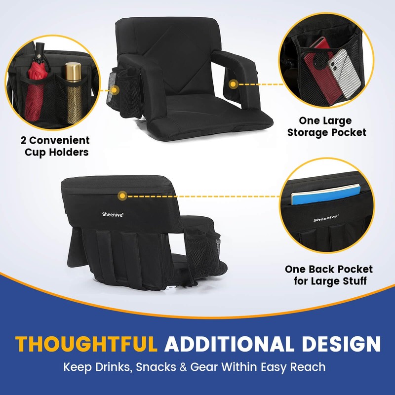 Sheenive Stadium Seat with Back Support (2 Pack) - 2.8''