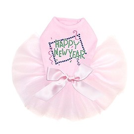 Happy New Year Confetti - Bling Rhinestone New Year Dog Tutu Dress, 4XL Pink