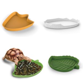 JEYORZY Pack of 3 Leaf Reptiles Food Water Bowl, Reptile Turtle Feeding Bowl, Flat Drinking Bowl, Water Bowl, Footprint Reptiles Water Bowl, Feeding Bowl for Reptiles, Turtle