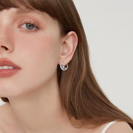 Twoowl Ankh Earrings 925 Sterling Silver Cross Hoop Earrings Religious Egyptian Earrings Egyptian Ankh Jewelry Gifts Christmas Birthday Gifts for Mom Girlfriend, Sterling Silver, No Gemstone