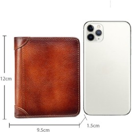 CHJIEJIE Wallets Men ID & Card Sleeves Leather Wallet with RFID Multiple Card Slots Brown Portable and Durable Soft and Wrinkle Resistant Small Wallet, brown, Classic