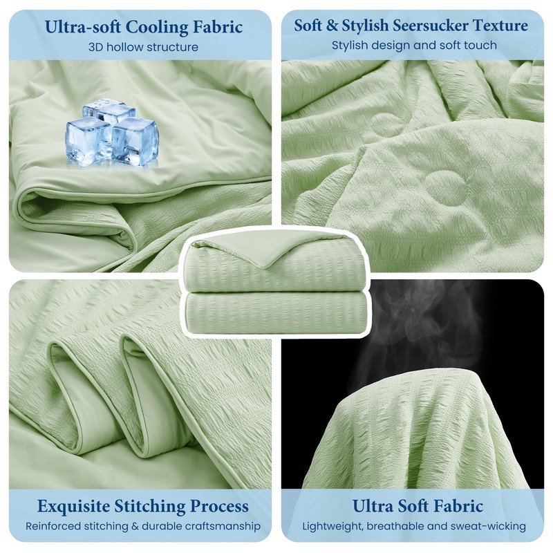 Joysoul King Size Seersucker Cooling Comforter - Lightweight Q-Max 0.45