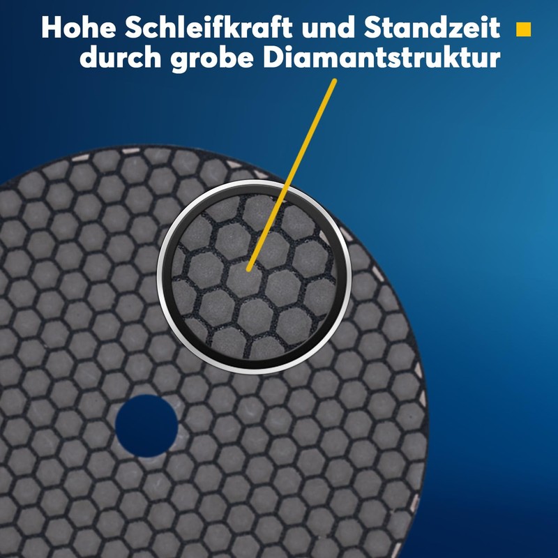 Dia-Dry Professional Diamond Sanding Pad, Ø 125 mm, Velcro Attachment,