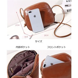 manukori Women's Mini Shoulder Bag, Leather, Cute, Pochette, Girls, Small, Cross-body Design, Lightweight, Braun