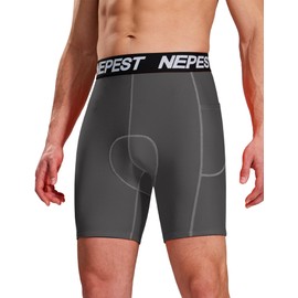 Nepest Padded Bike Shorts for Men 4D Padding Cycling Underwear MTB Liner Biking Bicycle Biker Mountain Underpants for Cycle Riding Graphite Grey/Graphite Grey,XL