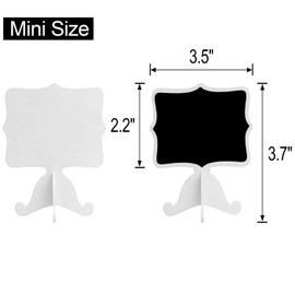 25 Pack Mini Chalkboard Signs with Easel Stand, Wood Rectangle Small Chalkboards for Food Labels, Table Numbers, Weddings, Parties and Event Decorations