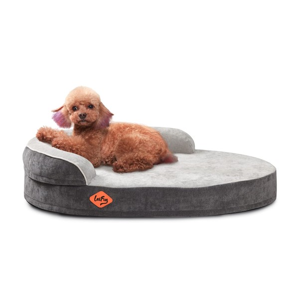 Laifug Memory Foam Oval Dog Bed (31x21x7Inches, Grey), Orthopedic Dog