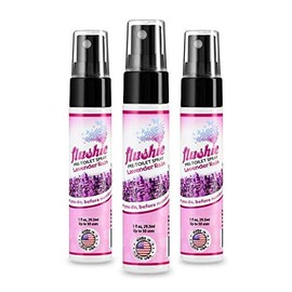 Flushie Pre-Toilet Sprays 1-Ounce Bottle, Lavender Rain Scent, Bathroom Deodorizer, Poop Spray, Perfect for Travel 1oz (3 Pack)