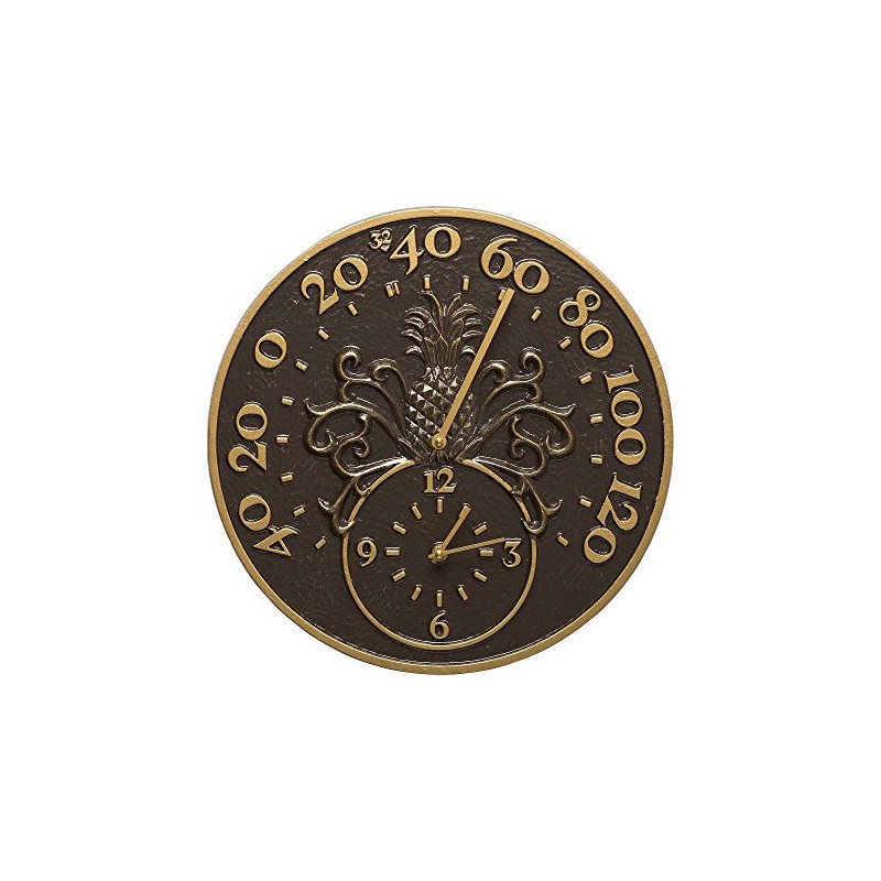 Whitehall Products 01793 Pineapple Thermometer Clock Combo