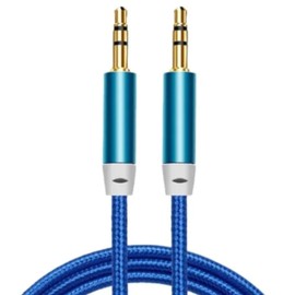 Headphone Aux Cable Audio Lead 3.5mm Jack to Jack Stereo PC Car Male-3.5mm braided AUX Cable with metal connectors-Braided Stereo Audio Cable Headphone Mini Jack Male to Male Auxiliary for Car (Blue)