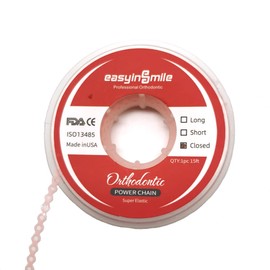 SNAWOP Dental Orthodontic Power Chain Multicolor Spool Elastic Rubber Bands for Teeth Braces (Closed, Pink)