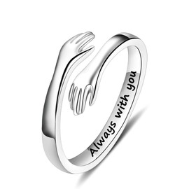 Yesteel Hug Ring for Women Teen Girls, Hand Friendship Rings Jewelry, Birthday Gifts for Girls Daughter Sister Friends Women Grandma