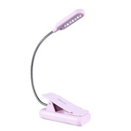 VAVOFO Rechargeable Book Light, Blue Light Blocking, Amber 1600K Clip On Reading Light, Eye Care 7 LEDs Kids Book Light for Reading in Bed with Power Indicator for Bookworms (Pink Purple)