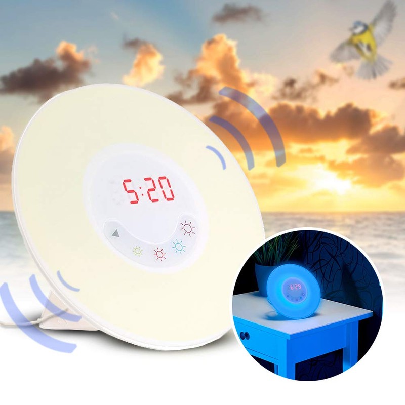Monsterzeug Radio Alarm Clock, White, Light Alarm Clock Sunrise with