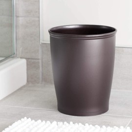 iDesign 93430M2 Kent Plastic Wastebasket Small Round Plastic Trash Can for Bathroom, Bedroom, Dorm, College, Office , Set of 2, Bronze