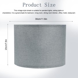 Hengrongshen Lampshade Pendant Lamp Grey, Diameter 30 cm, Lampshade Floor Lamp for E27 Lights, Lampshades for Table Lamp for Table, Floor and Pendant Lamps
