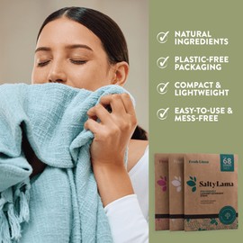 SaltyLama Laundry Detergent Sheets - Easy to Use - Fast Dissolving - 34 Sheets (Up to 68 Loads) - No Wasteful Plastic, Fresh Linen