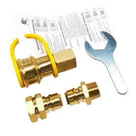 GRILLJOB 3/4" Female and Male Solid Brass Dual Fuel Generator Natural Propane Hose Quick Connect Disconnect Fittings Convert for Pipe Natural Gas Supply for Generators