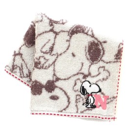 Peanuts 000193-0037-02 Snoopy Initial Towel Handkerchief (N) Women's Towel Hand Towel Approx. 9.8 inches (25 cm)