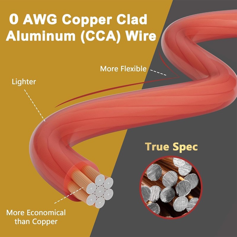 0 Gauge AWG Power Ground Wire Cable 40 Ft Red