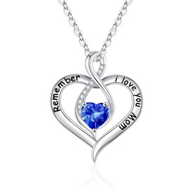 Mom Gifts Mom Birthday Necklace, Sterling Silver Mom Birthstone Jewelry Mom Mothers Valentines Day Gifts for Mom Christmas Birthday Gifts for Mom September Birthstone Blue Sapphire Necklace Jewelry