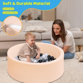 HARBOLLE Baby Ball Pit Soft Round Memory Foam Ball Pits NOT Included Balls Indoor Outdoor Playpen for Babies Toddlers Kids Great Gift for Girls Boys, Beige