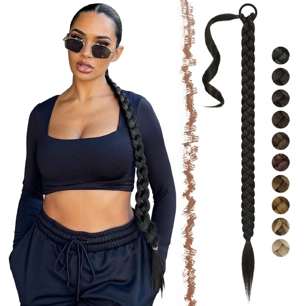 FESHFEN Braid Extensions Ponytail Extension with Scrunchie, 65 cm Long