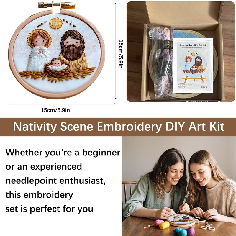Roioiow Nativity Scene Embroidery DIY Art Kit - Complete Material
