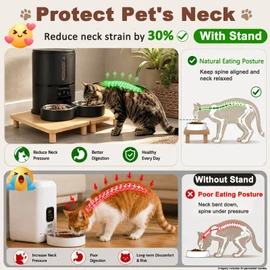 SZEE 2-Pack Cat Food Stand, Elevated Pine Wood Cat Feeder Stand for 2 Cats