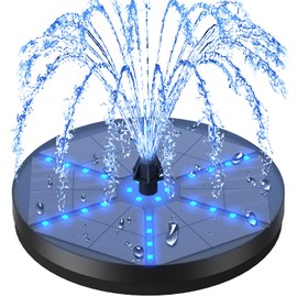 GAIZERL Solar Bird Bath Fountains Upgraded, 4W Solar Powered Water Fountain Pump with 4000 Battery, 7 Nozzles & 4 Fixers, Colorful LED Lights for Garden, Pond, Swimming Pool, Fish Tank, and Outdoor