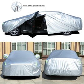 Tecoom Light Shell Waterproof UV-Proof Windproof Design Car Cover with Zipper Storage and Lock for All Weather Indoor Outdoor Fit Sedan 170-190 Inches Length