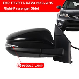 Marretoo for Toyota RAV4 2013 2014 2015 Side Mirror Assembly Passenger Side BLACK 8 Pins for Toyota RAV4 Accessories| POWER+HEAT+Turn Signal +BSM Replaces TO1320311(RH)