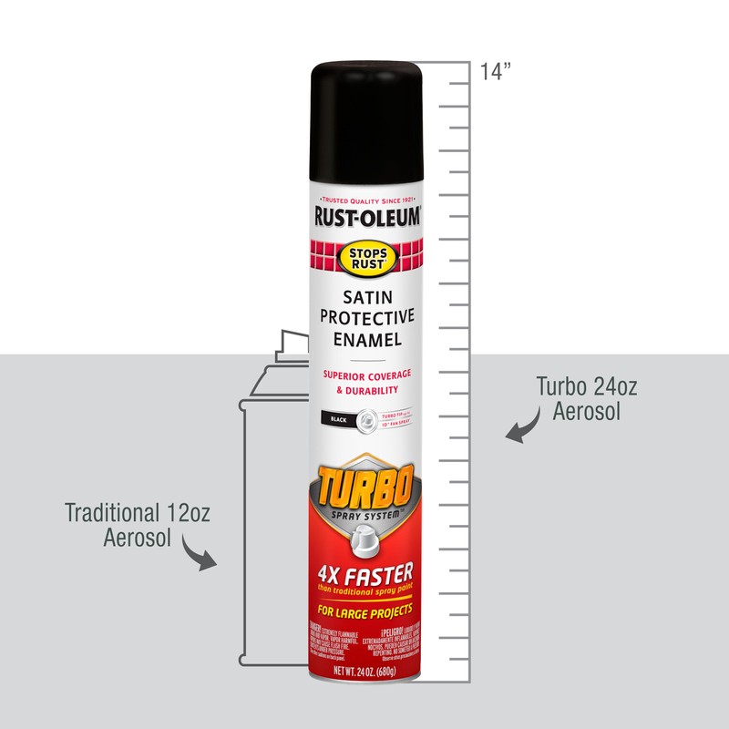 Rust-Oleum 393378 Stops Rust Turbo Spray Paint, 24 oz, Satin