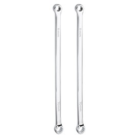 sourcing map 2pcs Double End Box Wrench 8 x 10 mm Metric 12 Point 0 Degree Offset Extra Long Double End Box Ratcheting Wrench Carbon Steel Polished Long Spanner Tools for Repairs