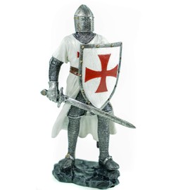 Joh. Vogler GmbH German Crusader with Shield and Sword Knight Crusade White Cape Decorative Sculpture