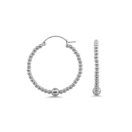 Cassini Large Hoop Earrings with Balls Made of 925 Silver, Folding Hoop Earrings with Small Balls, Silver Earrings, Sterling Silver