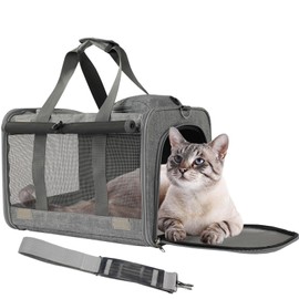 Patazone Cat Carrier Pet Bag,Small Dog Carrier Softsided for Medium Cats Puppy,Large Pocket,Breathable,Sunshine Protection Pet's Carrier Privacy Protection Outdoor Travel Kitties Kennel (Grey)