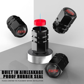 Aluminum 4pcs Tire Valve Cap Cover Set Compatible with Camaro SS Tire Valve Stem caps fiit for Camaro SS Car Accessories Decor. (Black-for-S-S)